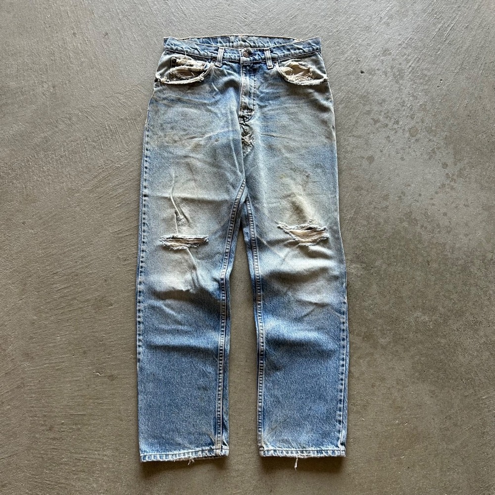 Vintage 90s Levis 506 XX Jeans Size 33x32 Blue Light Wash Straight Leg Thrashed